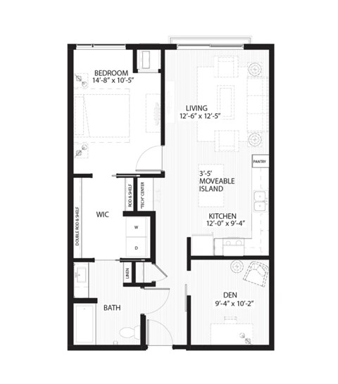 Floorplan for a 1 bedroom floor plan